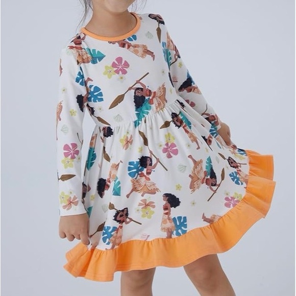 PatPat Other - Disney Princess Moana Floral Toddler Girl Dress A Line Long Sleeve Kids Casual